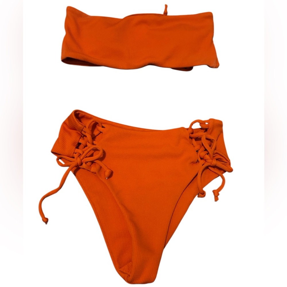 Sunset Red Tube Top Bikini